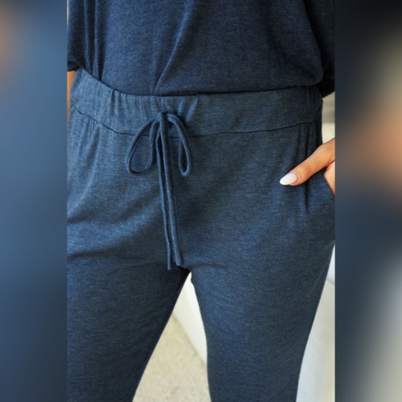 (5364-5331-NVY) COMFY 2PC SOFT KNIT TOP AND PANTS SET - Picture 4 of 4